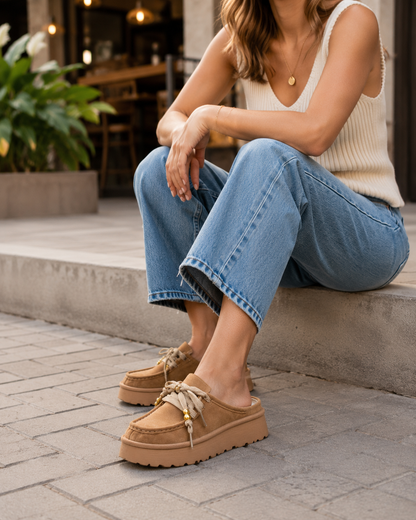 Sueco Destalonado | Animal Print, Talco, Miel y Negro