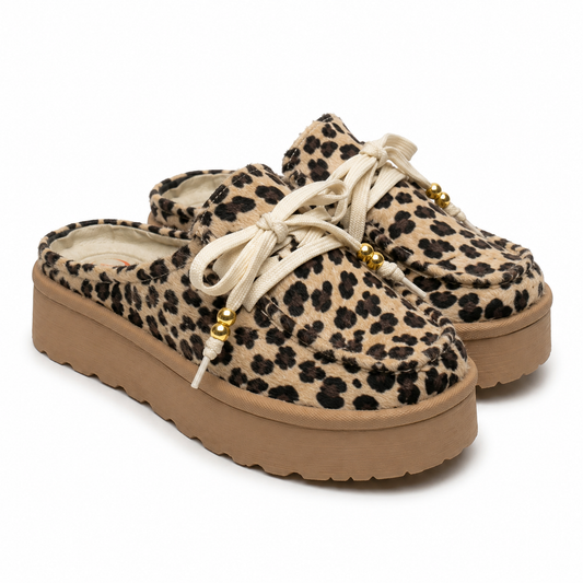 Sueco Destalonado | Animal Print, Talco, Miel y Negro