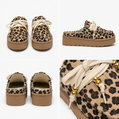 Sueco Destalonado | Animal Print, Talco, Miel y Negro