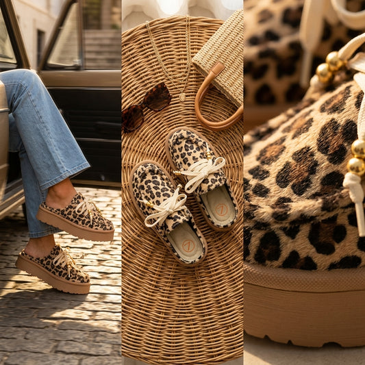 Sueco Destalonado | Animal Print, Talco, Miel y Negro